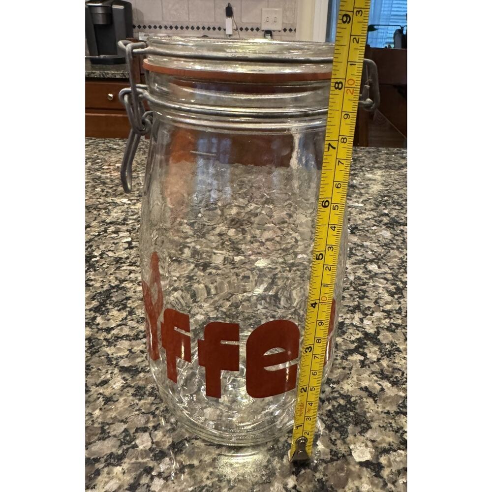 Vintage Clear Glass Jar Canister Coffee Spell Out MCM Retro Font Mid Century - Picture 12 of 13